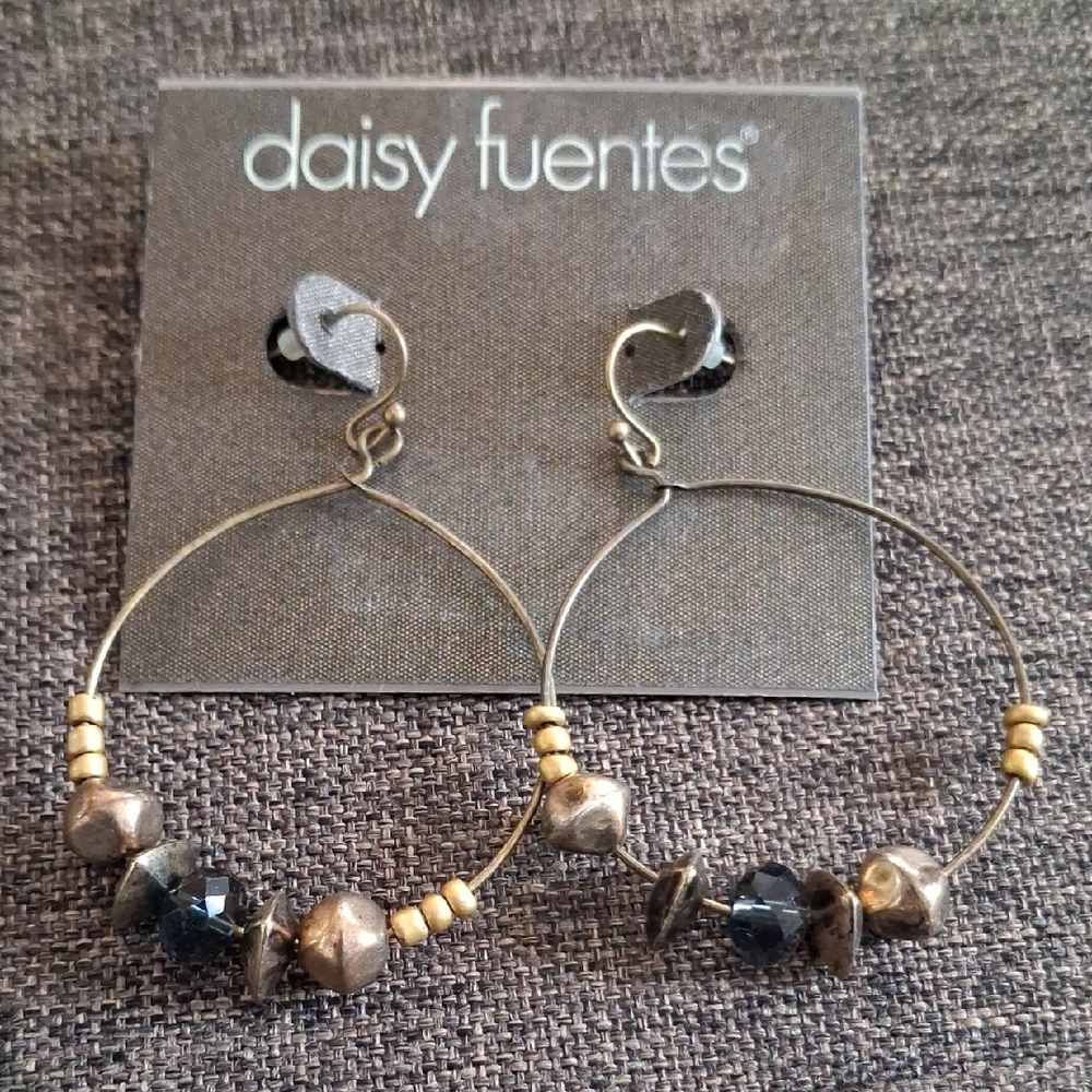 Daisy Fuentes Gold and Black Beaded Earrings